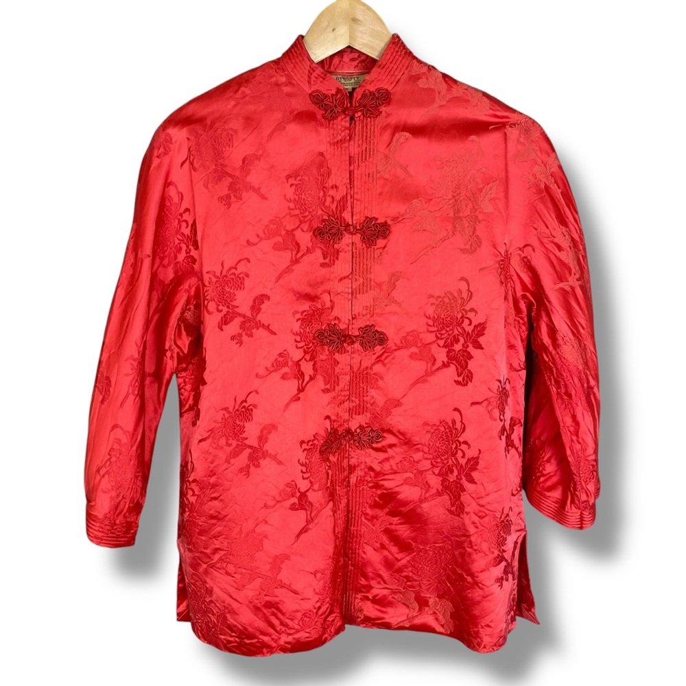 Vintage 1950s Dynasty Jacket Frog Closures Reddish Mandarin Collar Hong Kong‎